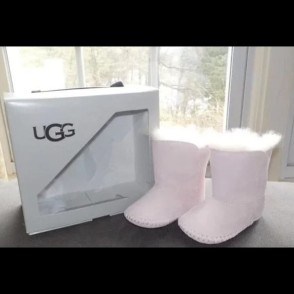 UGG Caden Baby Boots Booties Seashell Pink Suede Sheepskin Lining Infant 6-12M - Picture 1 of 10